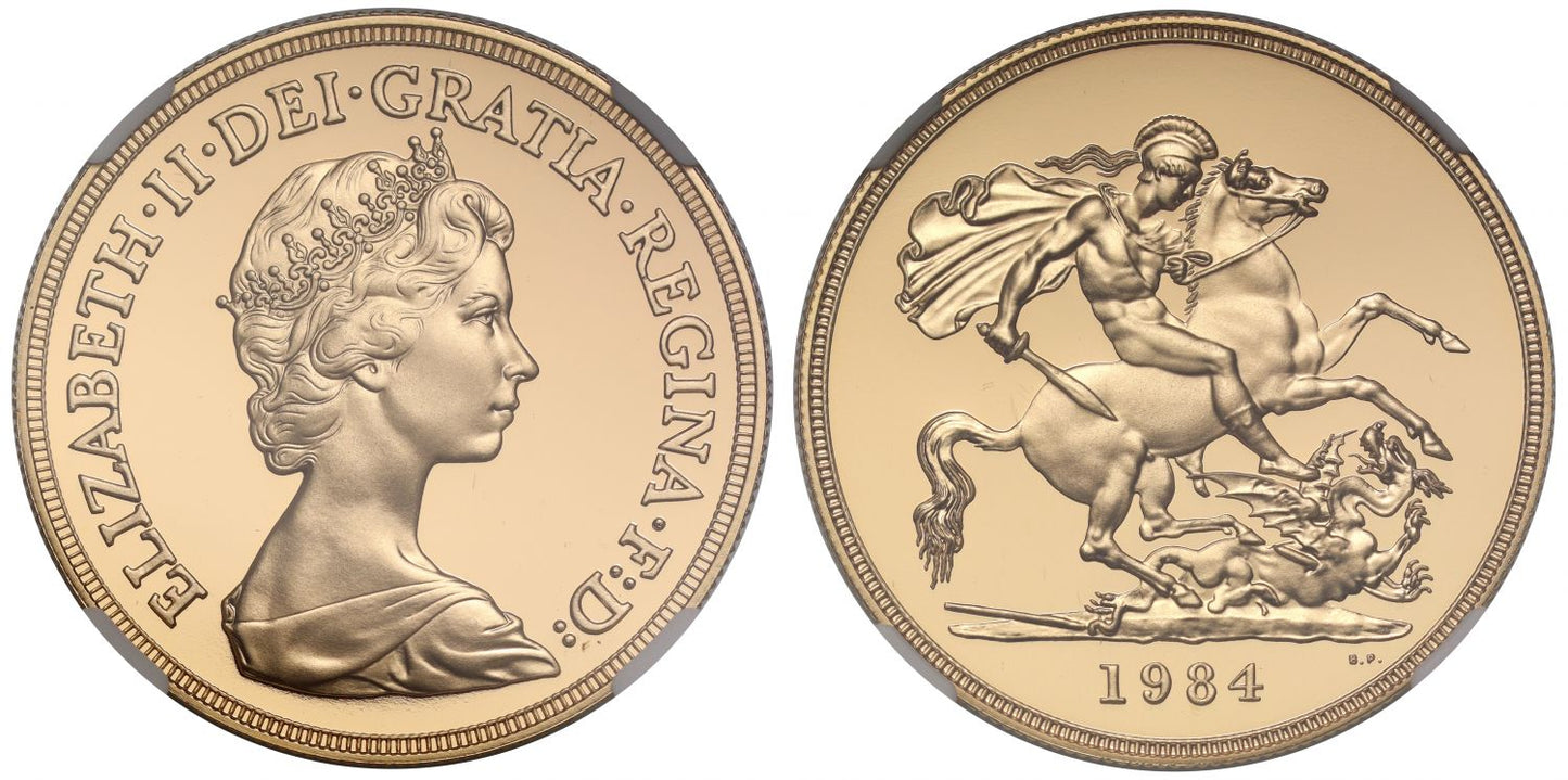 Elizabeth II 1984 proof Five-Pounds PF70 UCAM