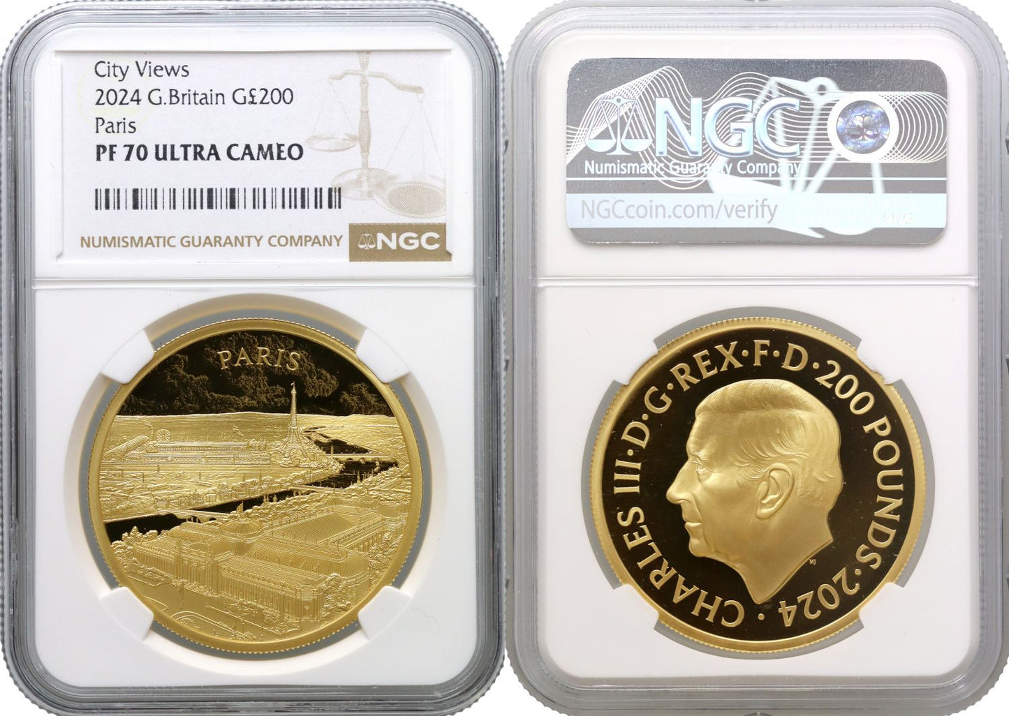Charles III 2024 PF70 UC gold 2oz Paris City Views