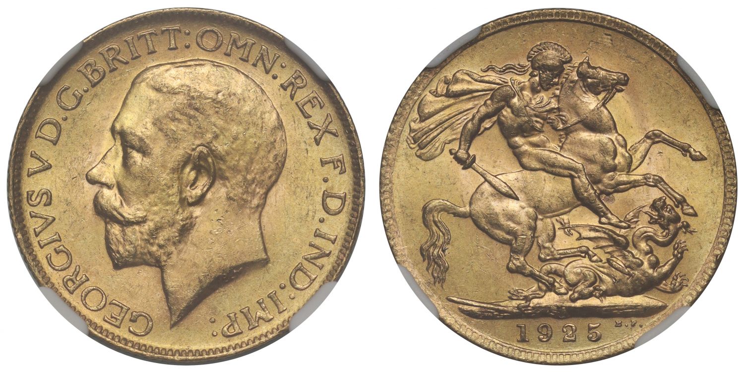 George V 1925-SA Sovereign NGC MS64 Pretoria, South Africa mint