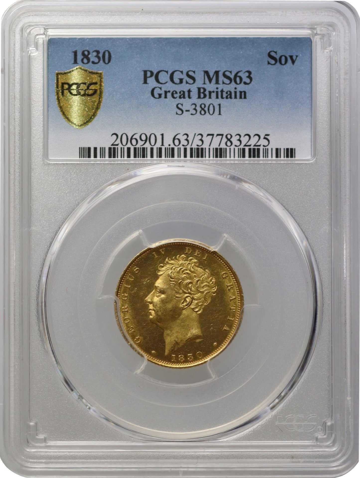 George IV 1830 Sovereign MS63 with proof-like surfaces