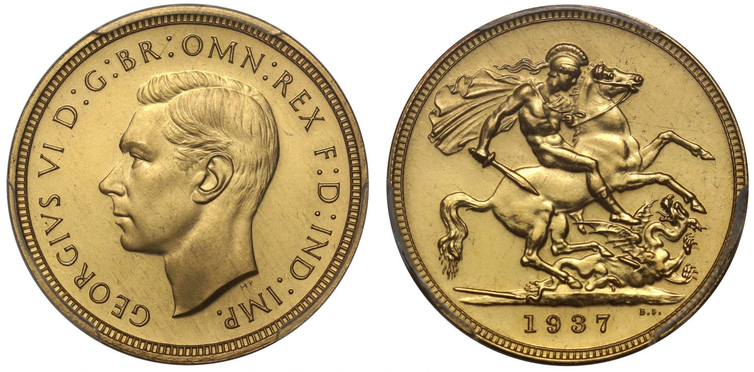 George VI 1937 proof Sovereign PR64CAM, only 5,501 struck