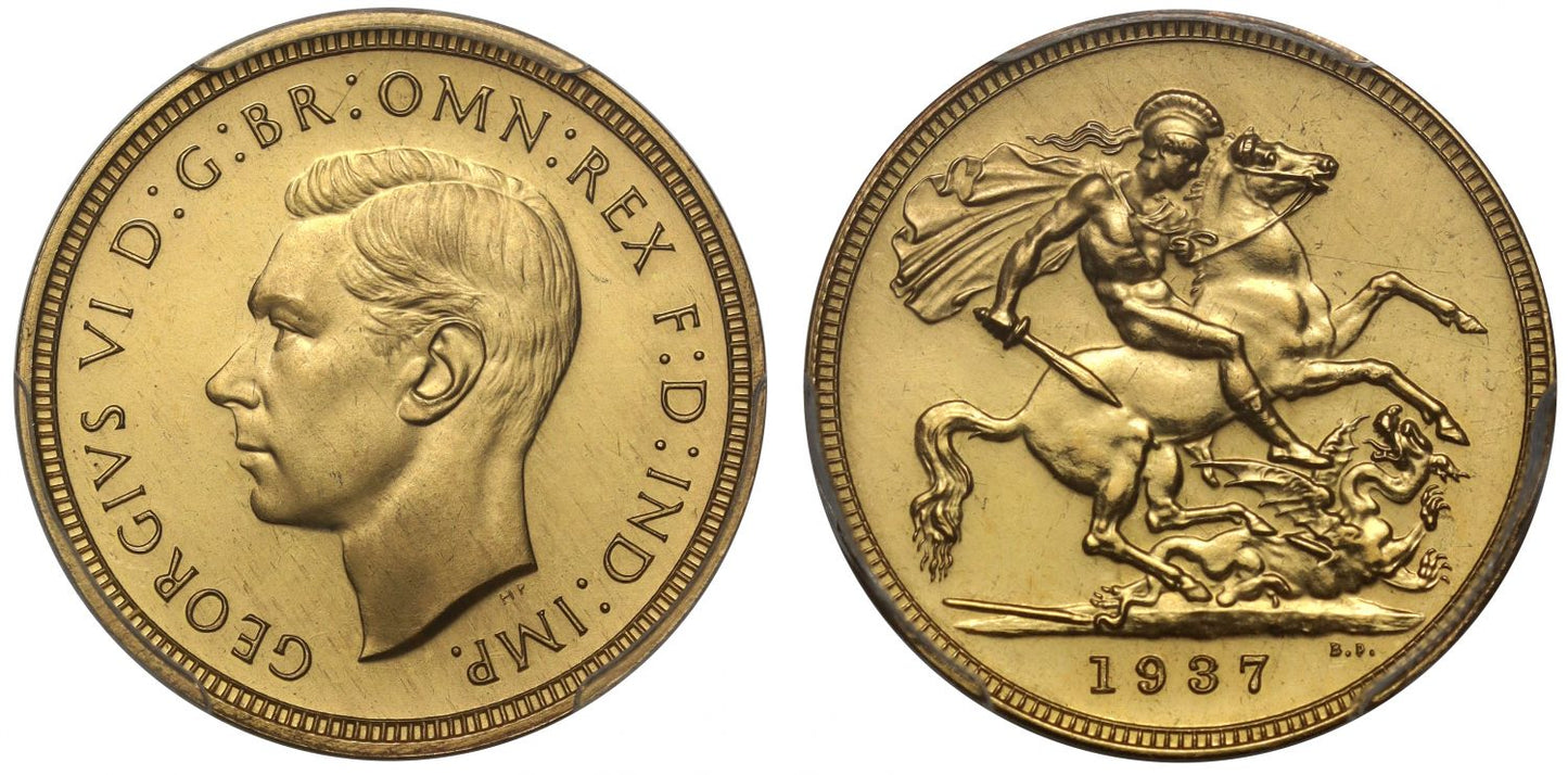 George VI 1937 proof Sovereign PR64CAM, only 5,501 struck