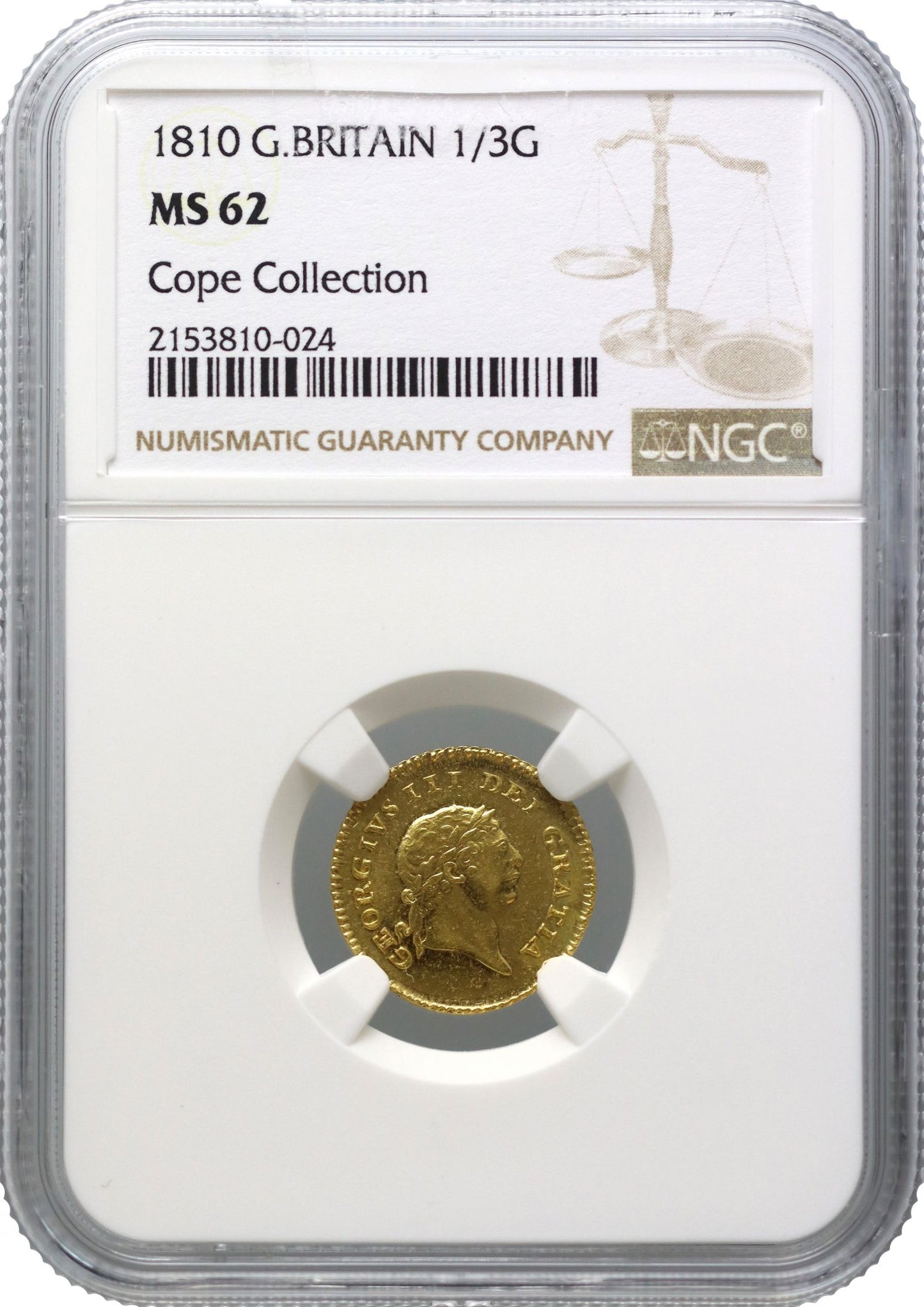 George III 1810 Third-Guinea MS62