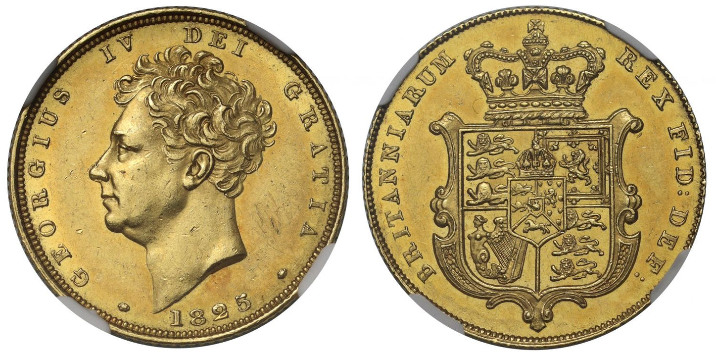 George IV 1825 Sovereign bare head MS62 ex Cope Collection