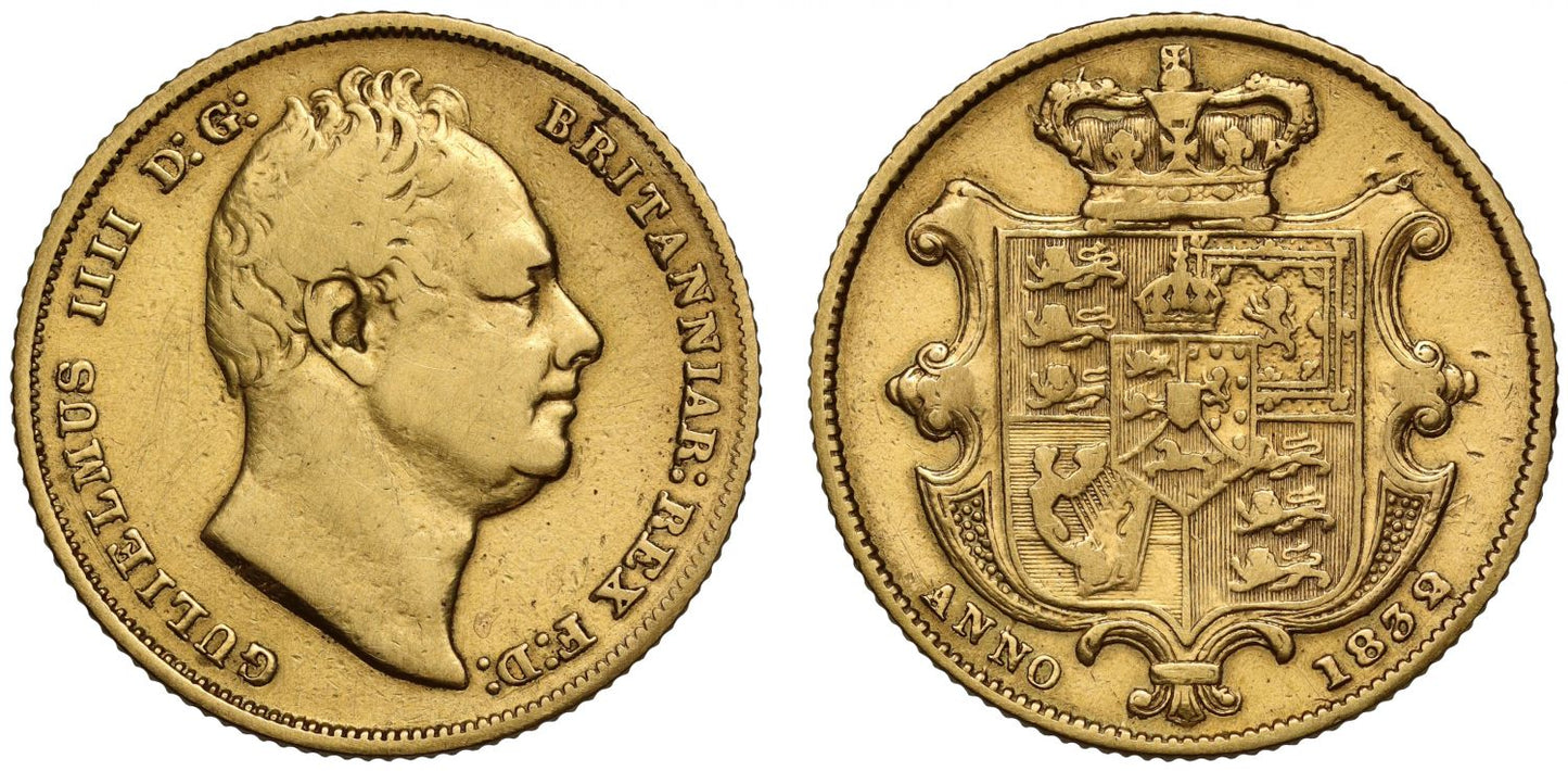 William IV 1832 Sovereign first bust, much rarer than usual second bust