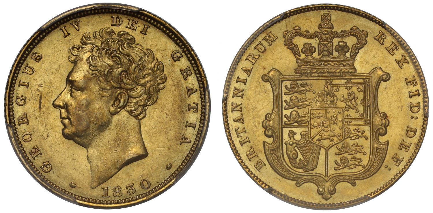George IV 1830 Sovereign bare head PCGS MS62