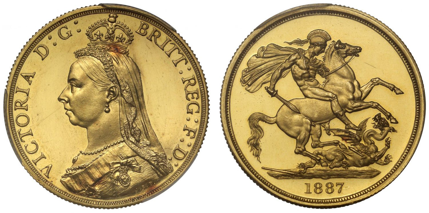 Victoria 1887 pattern Two-Pounds without BP in exergue, PR62 DCAM, ex Ezen