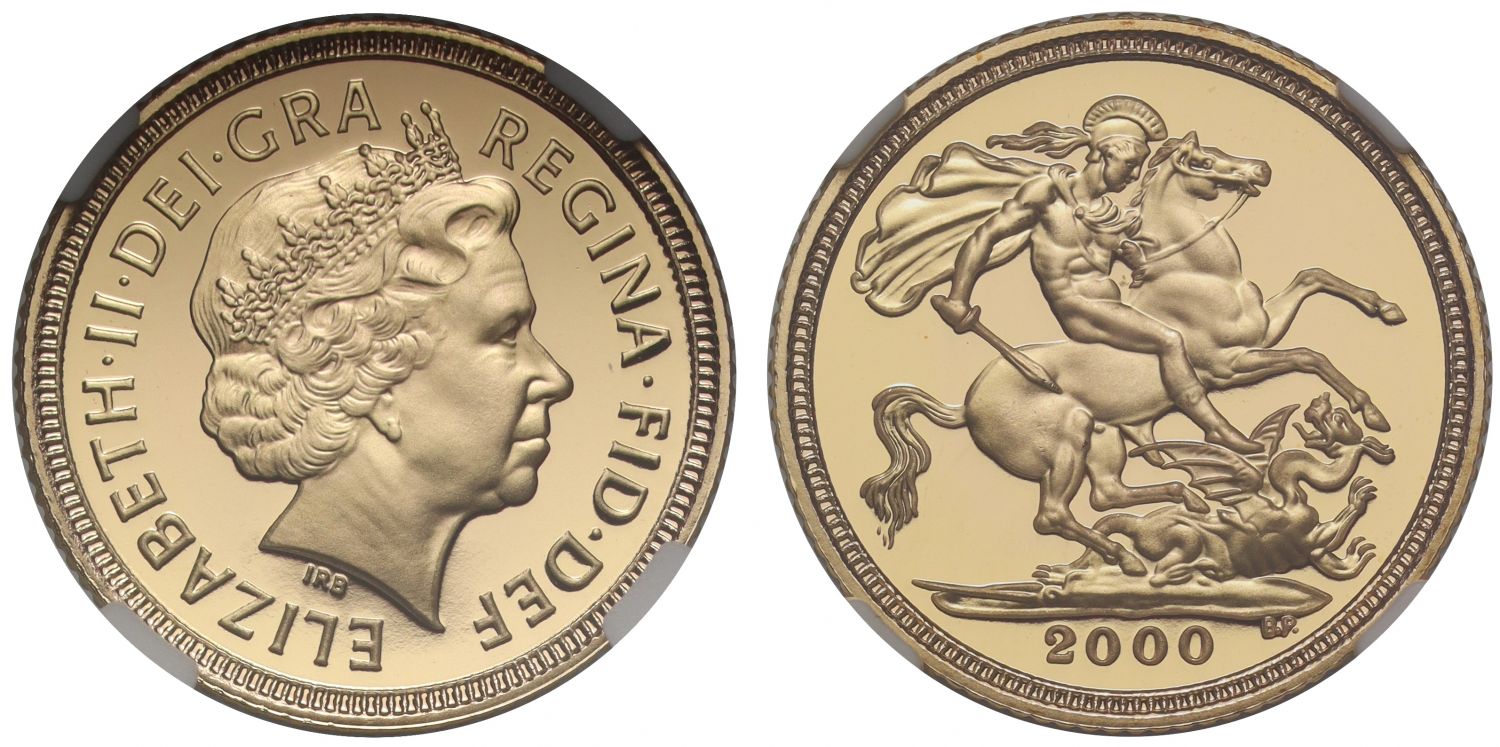 Elizabeth II 2000 proof Half-Sovereign PF70 UCAM