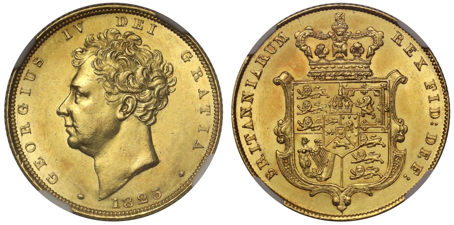 George IV 1825 Sovereign, bare head, MS61