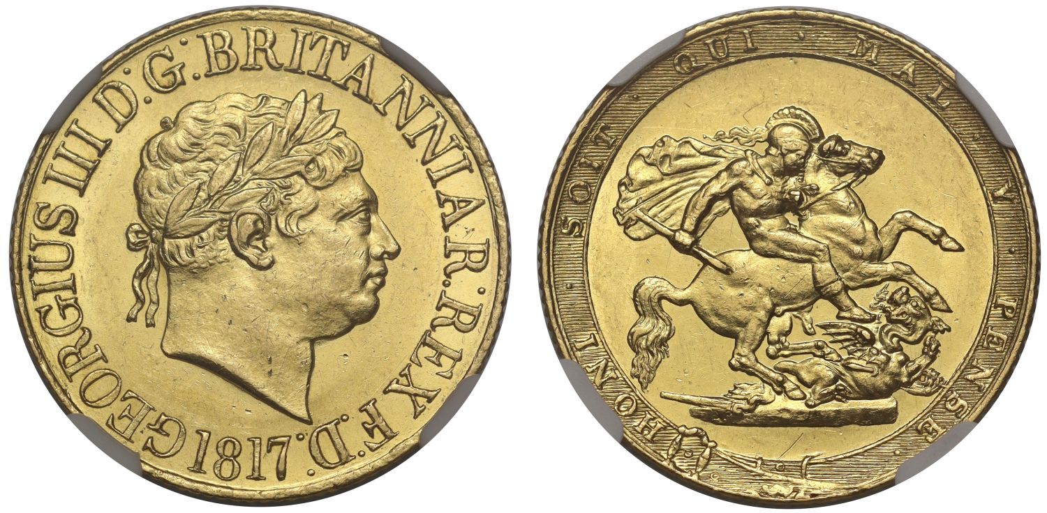 George III 1817 Sovereign, first year of issue NGC MS61