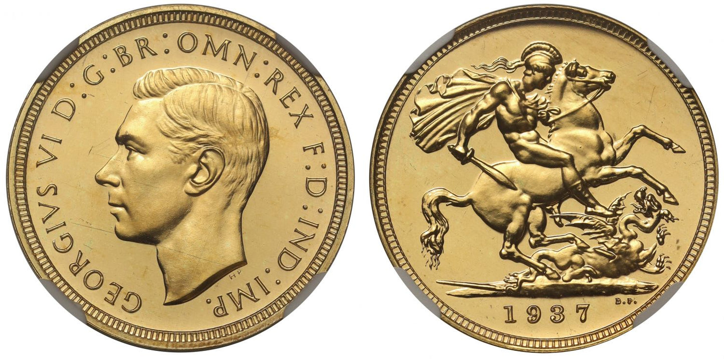 George VI 1937 proof Sovereign, Coronation issue NGC PF64 CAMEO