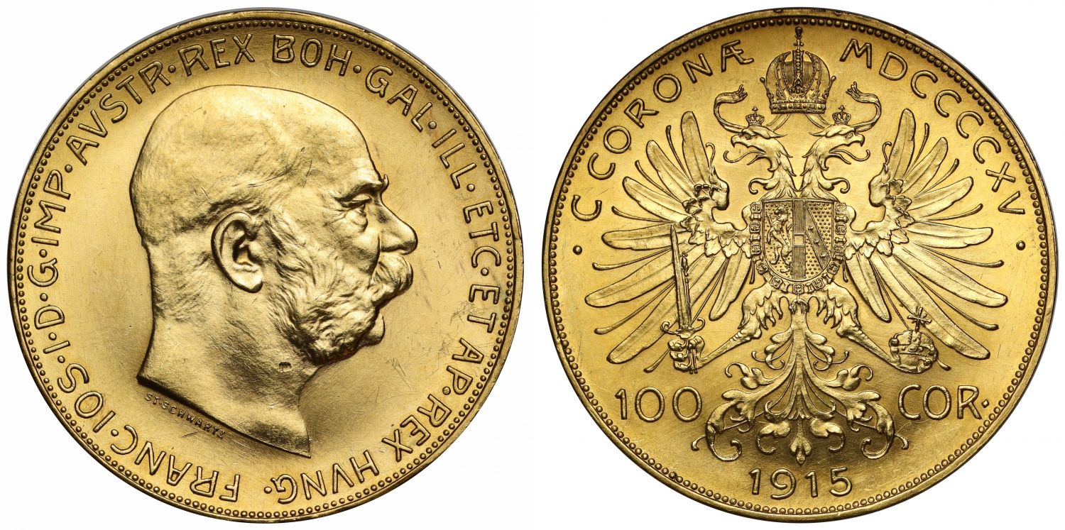 Austria, 1915 gold 100-Corona restrike