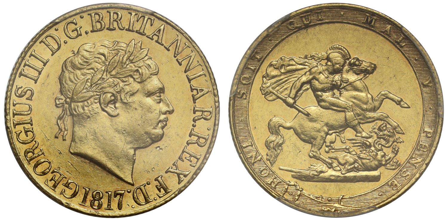 George III 1817 Sovereign, first year issued, PCGS AU58