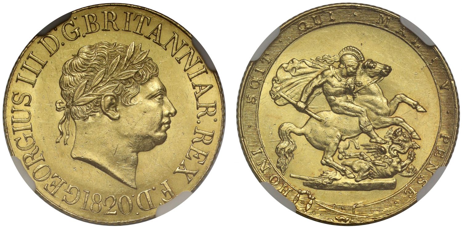 George III 1820 Sovereign, open 2, last year for reign NGC MS60