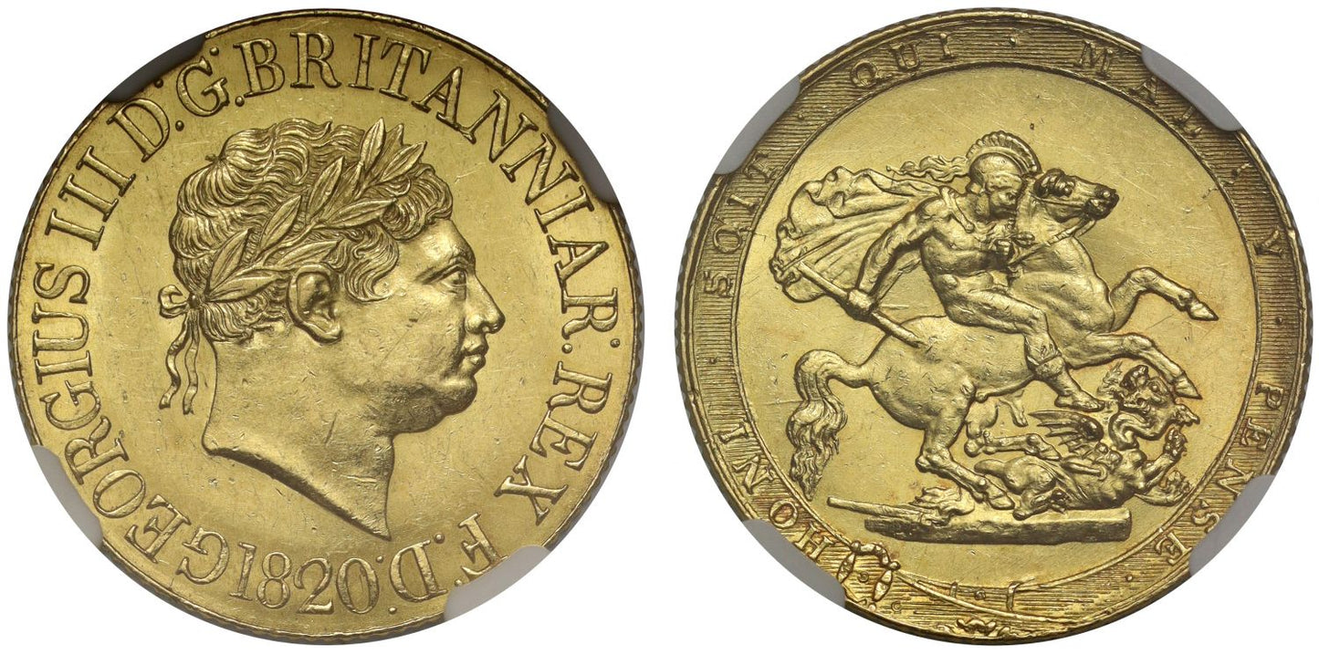 George III 1820 Sovereign, open 2, last year for reign NGC MS60