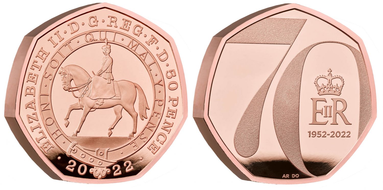 Elizabeth II 2022 gold piedfort 50p Platinum Jubilee
