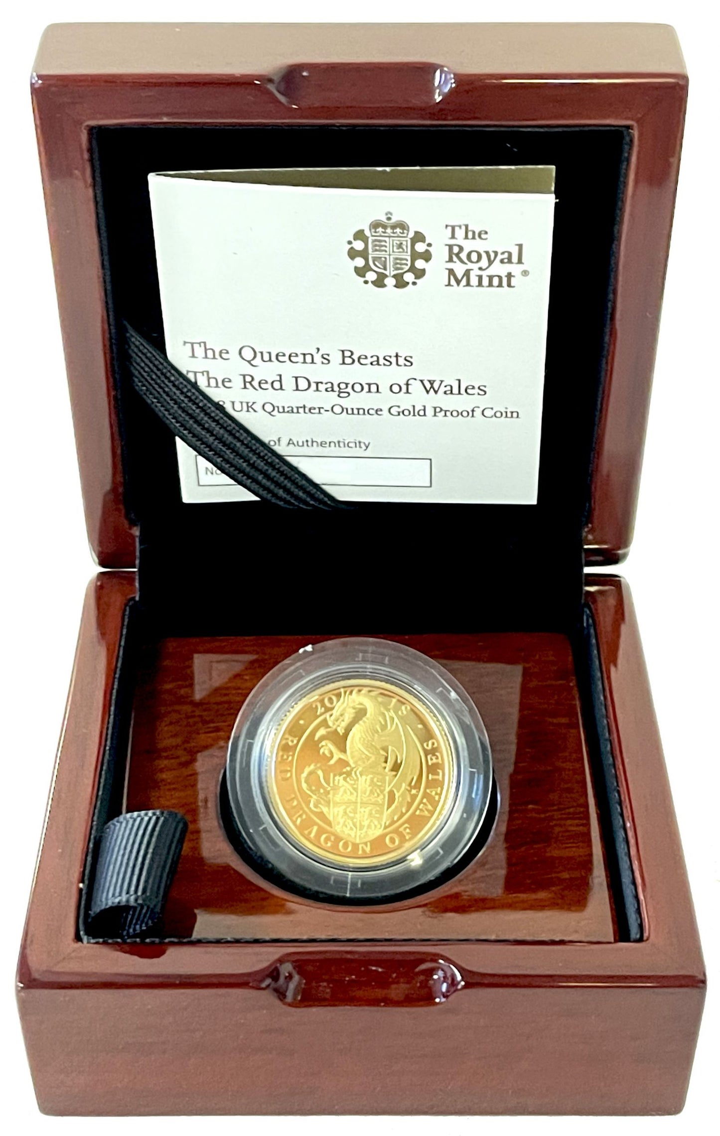 * Elizabeth II 2018 gold proof 1/4oz Dragon of Wales