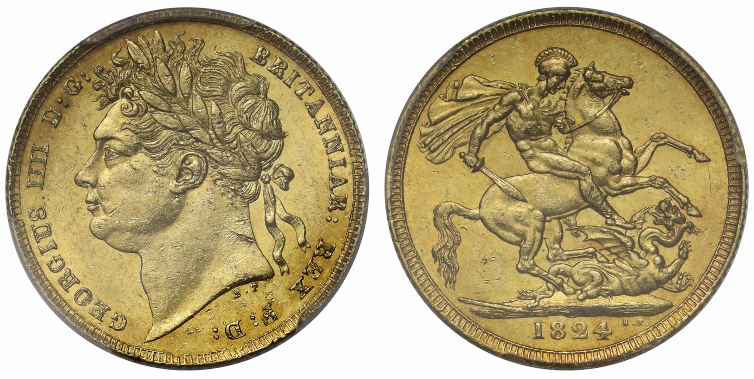 George IV 1824 Sovereign laureate head PCGS MS61