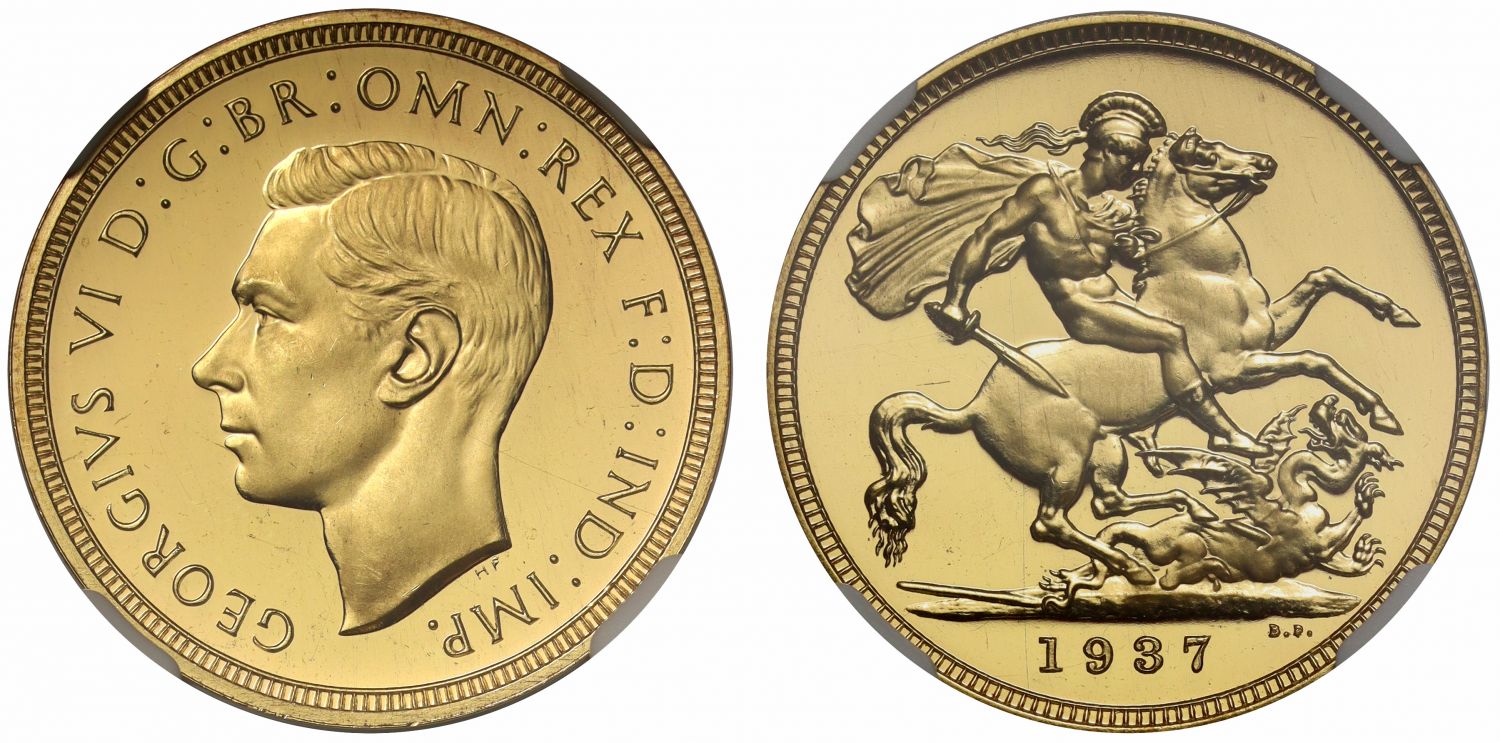 George VI 1937 proof Sovereign NGC PF64* CAMEO Coronation issue