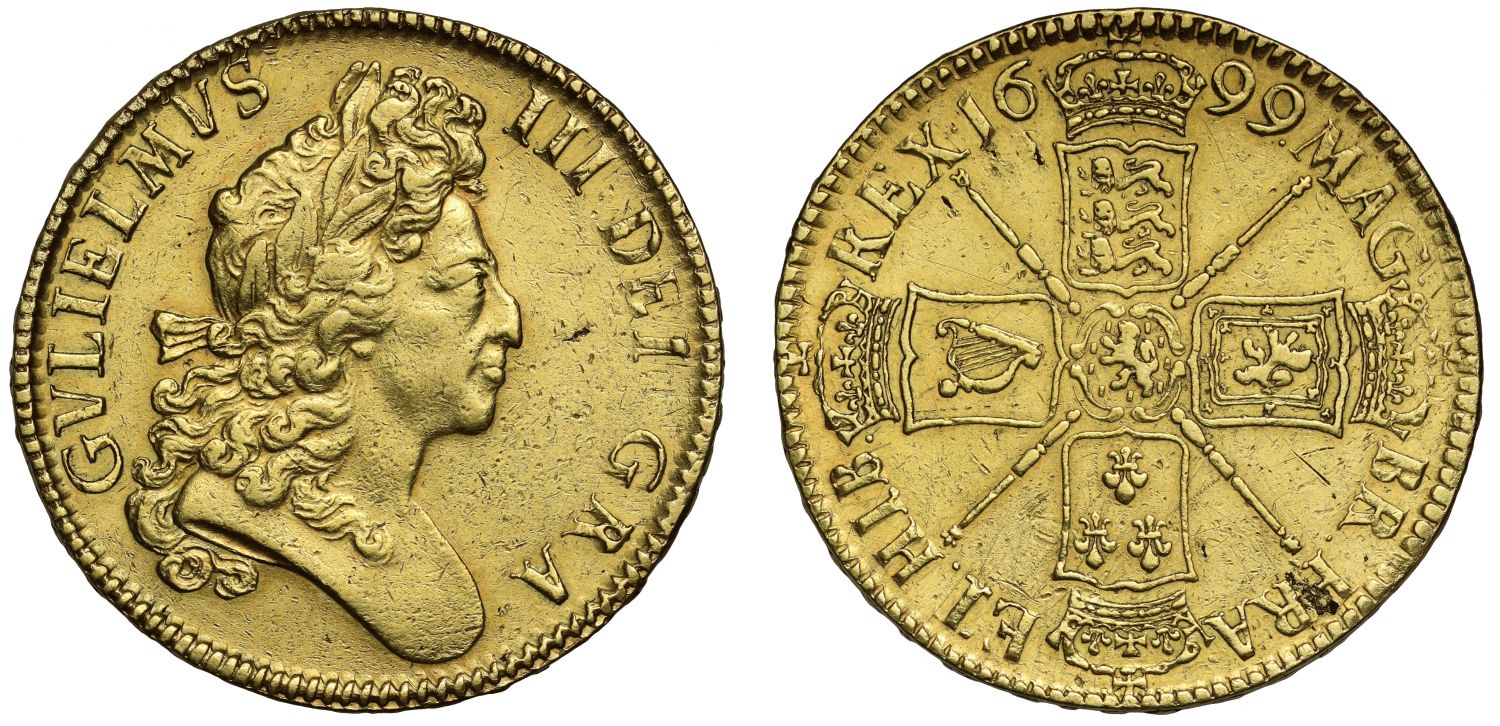 William III 1699 Five-Guineas, first date for denomination in this reign