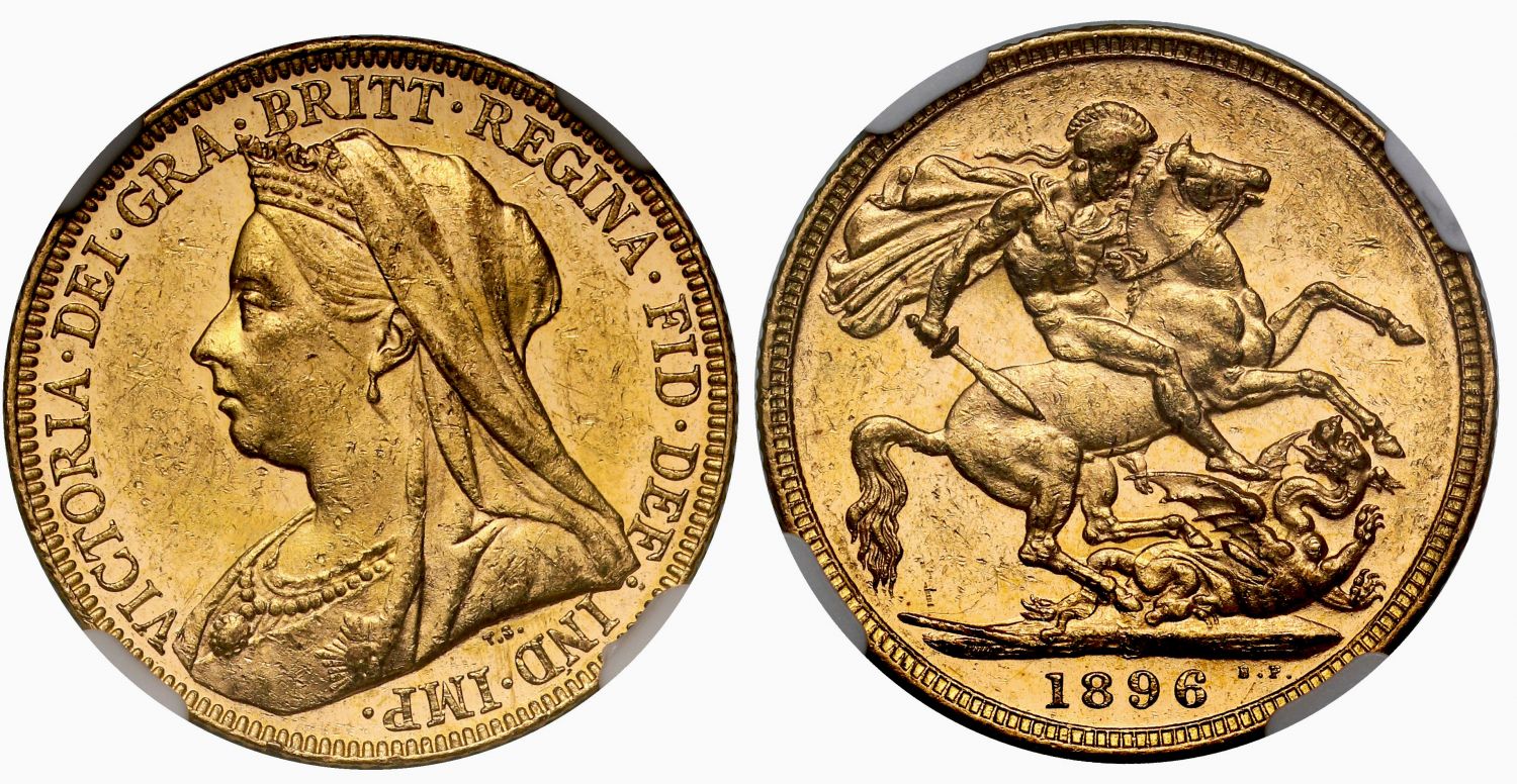 Victoria 1896-M Sovereign, old head NGC MS61
