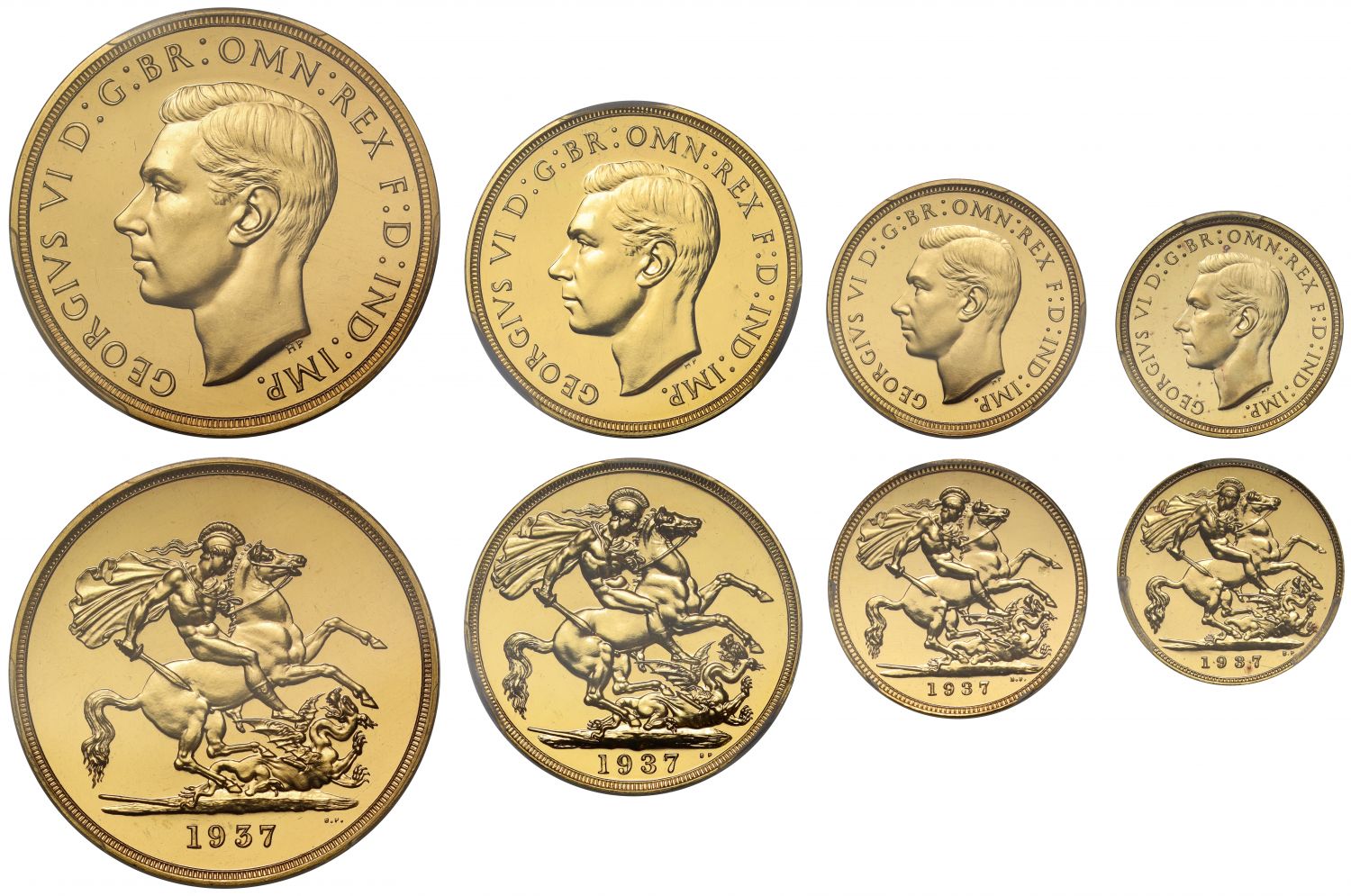 George VI 1937 4-coin proof Set graded PR63-PR64 with original case