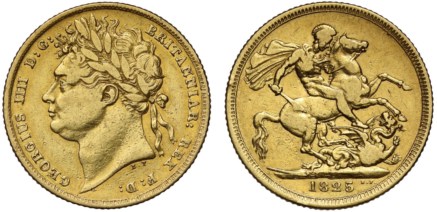 George IV 1825 Sovereign Laureate head, rarest final date for type