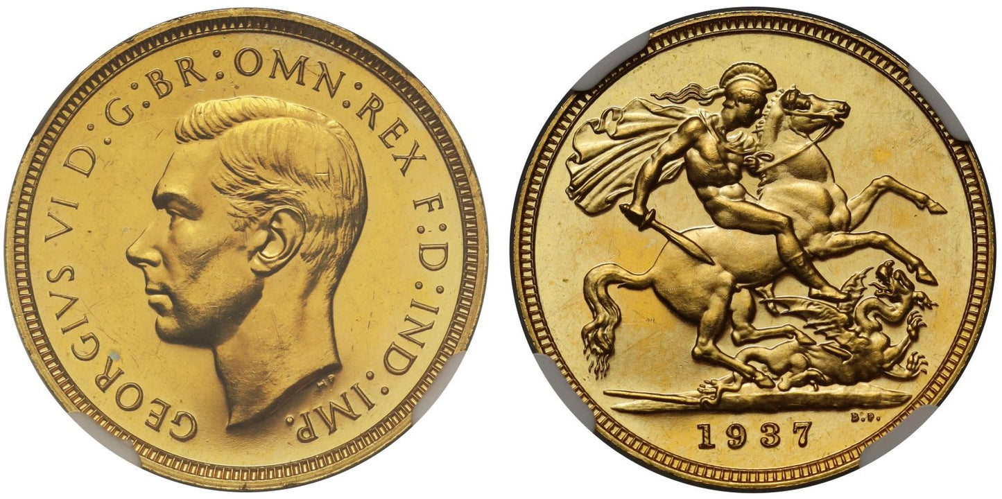 George VI 1937 proof Sovereign, Coronation issue NGC PF62, 5,501 struck