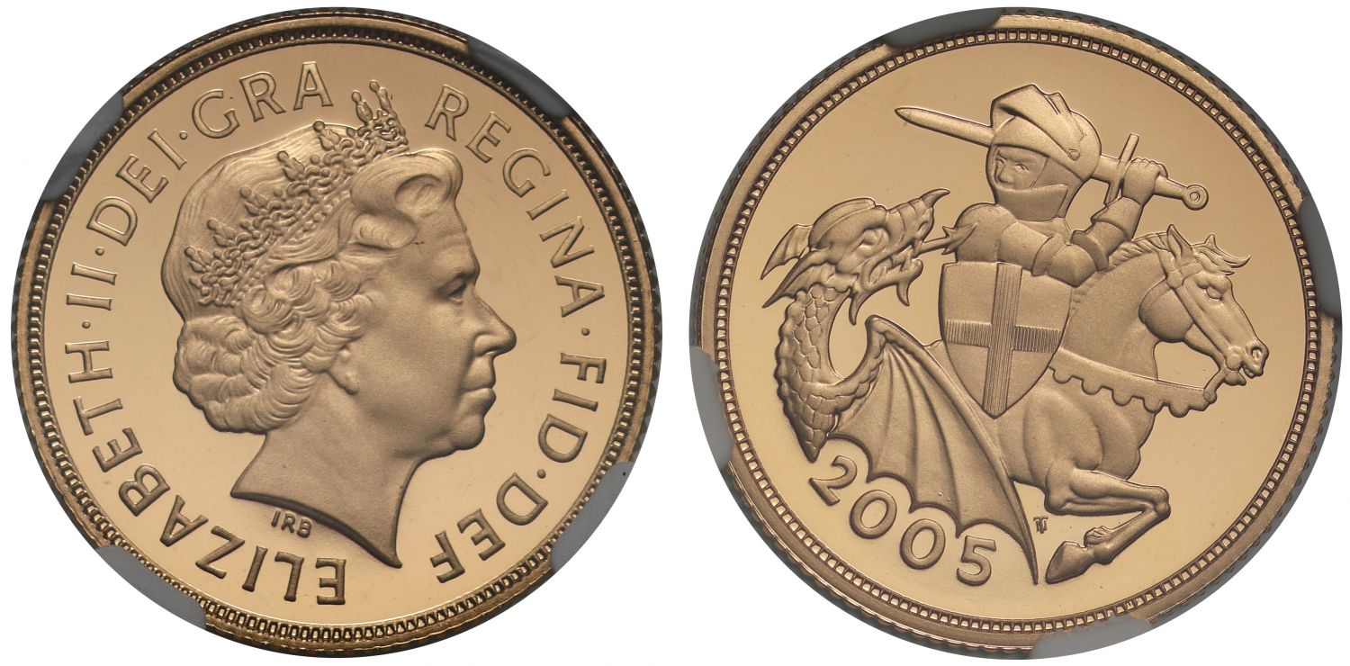 Elizabeth II 2005 proof Sovereign PF70 UCAM