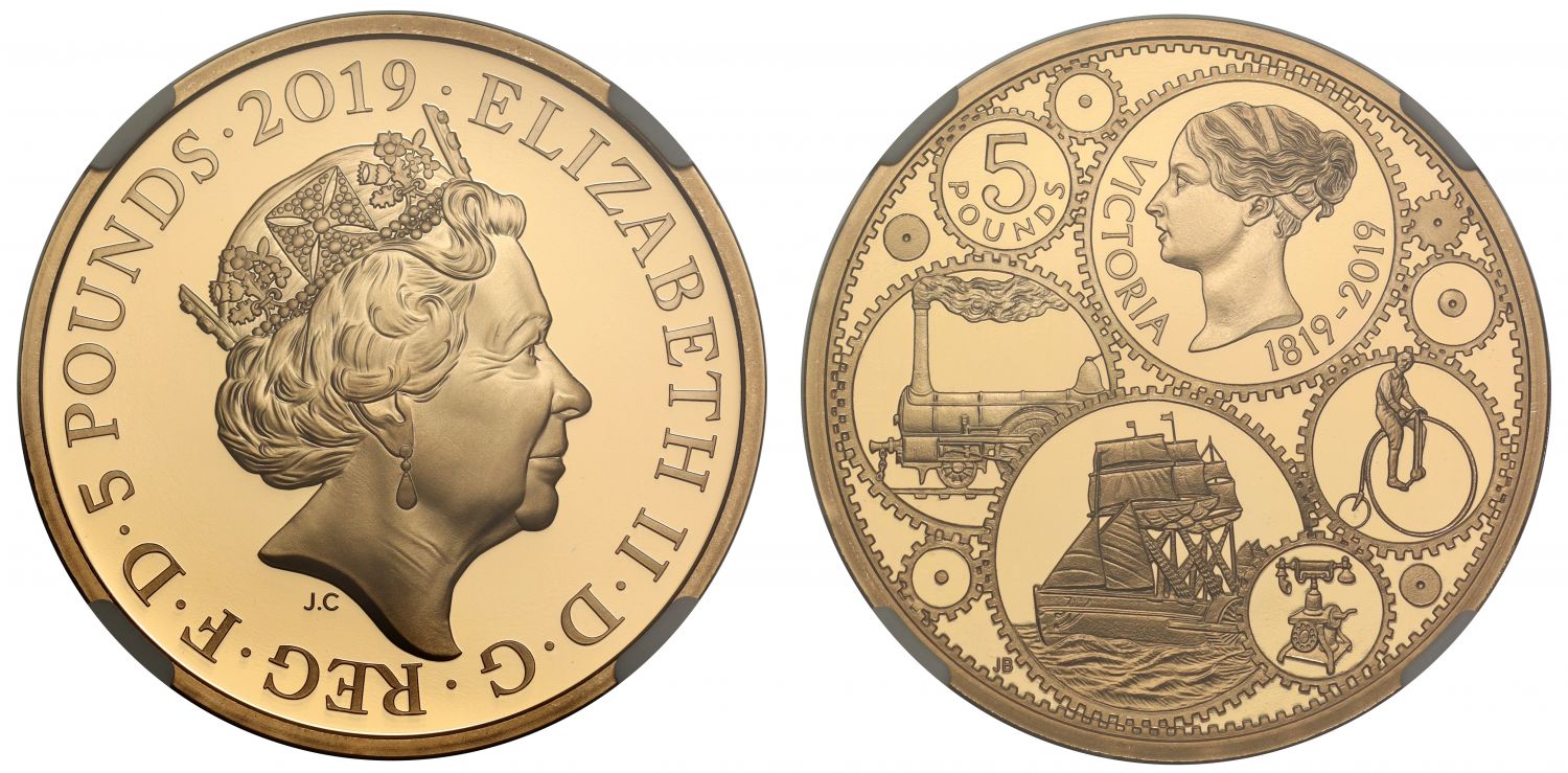 Elizabeth II 2019 PF70 UC Five-Pounds Victoria Anniversary