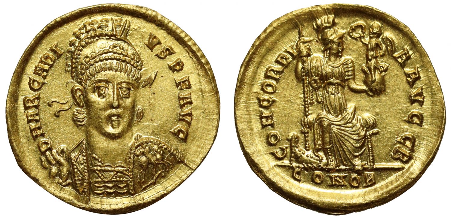 Arcadius, Gold Solidus, Constantinopolis.