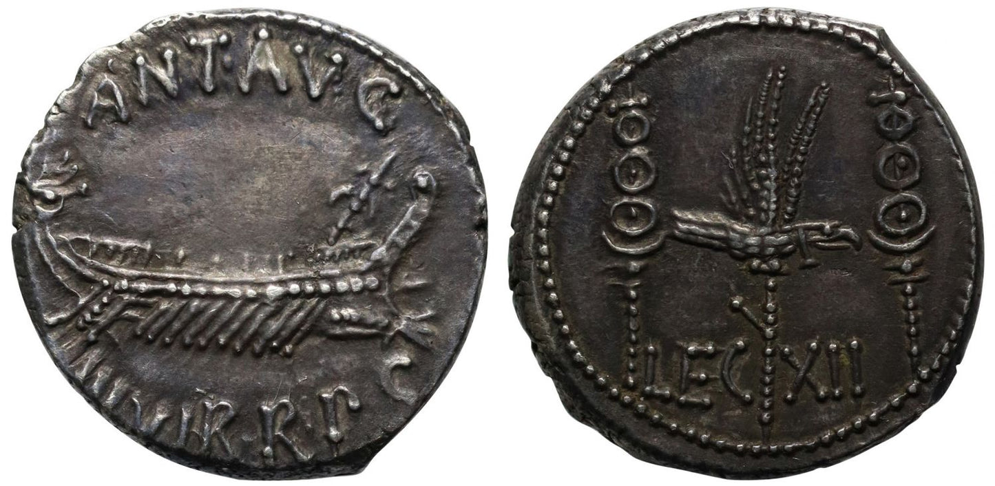 Mark Antony, Silver Legionary Denarius, LEG XII.