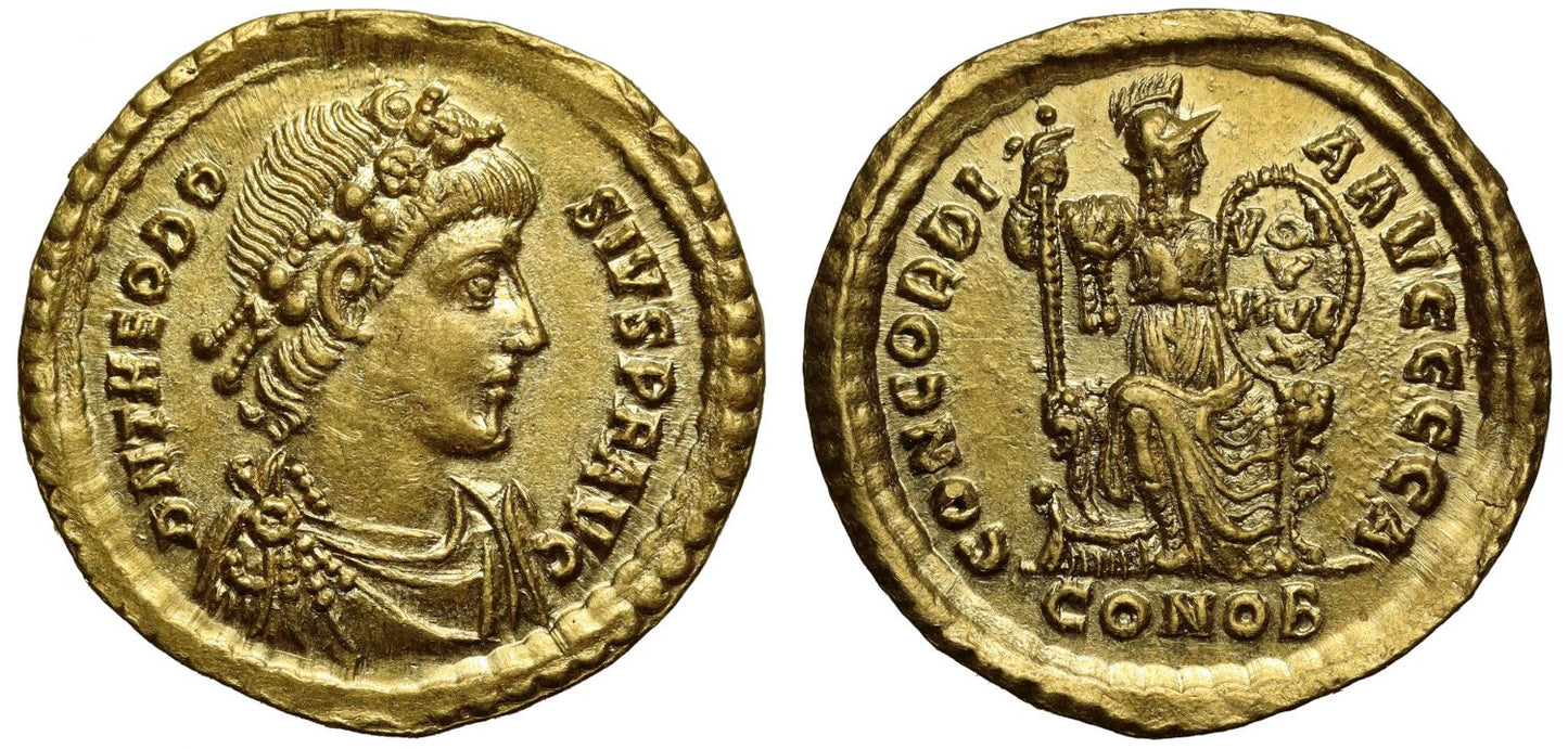Theodosius I, Gold Solidus, Constantinopolis.