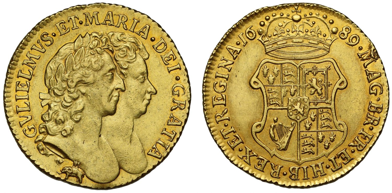 William & Mary 1689 Guinea Elephant & Castle, Royal African Company issue