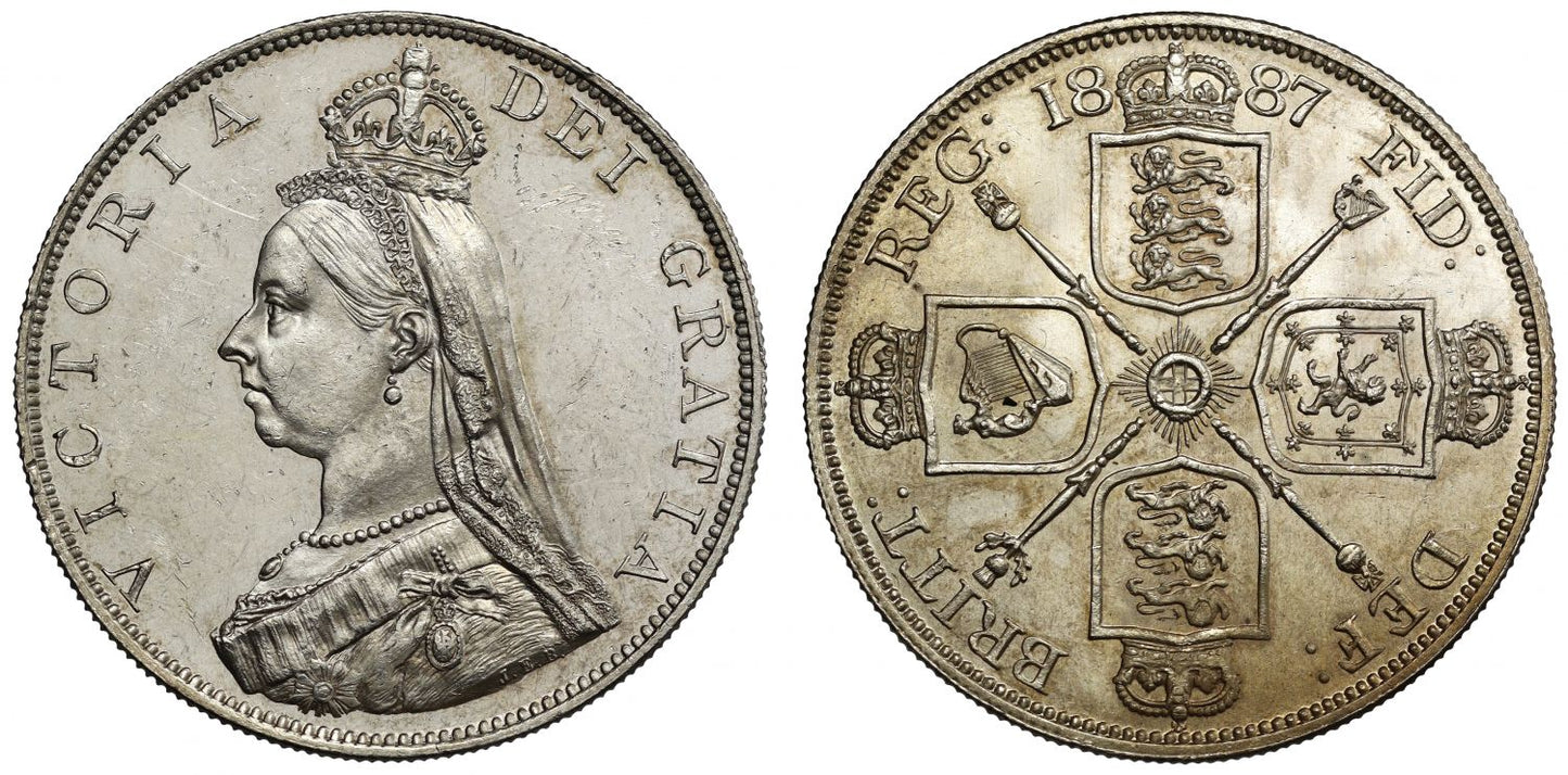 Victoria 1887 Double-Florin, Roman style 1 in date