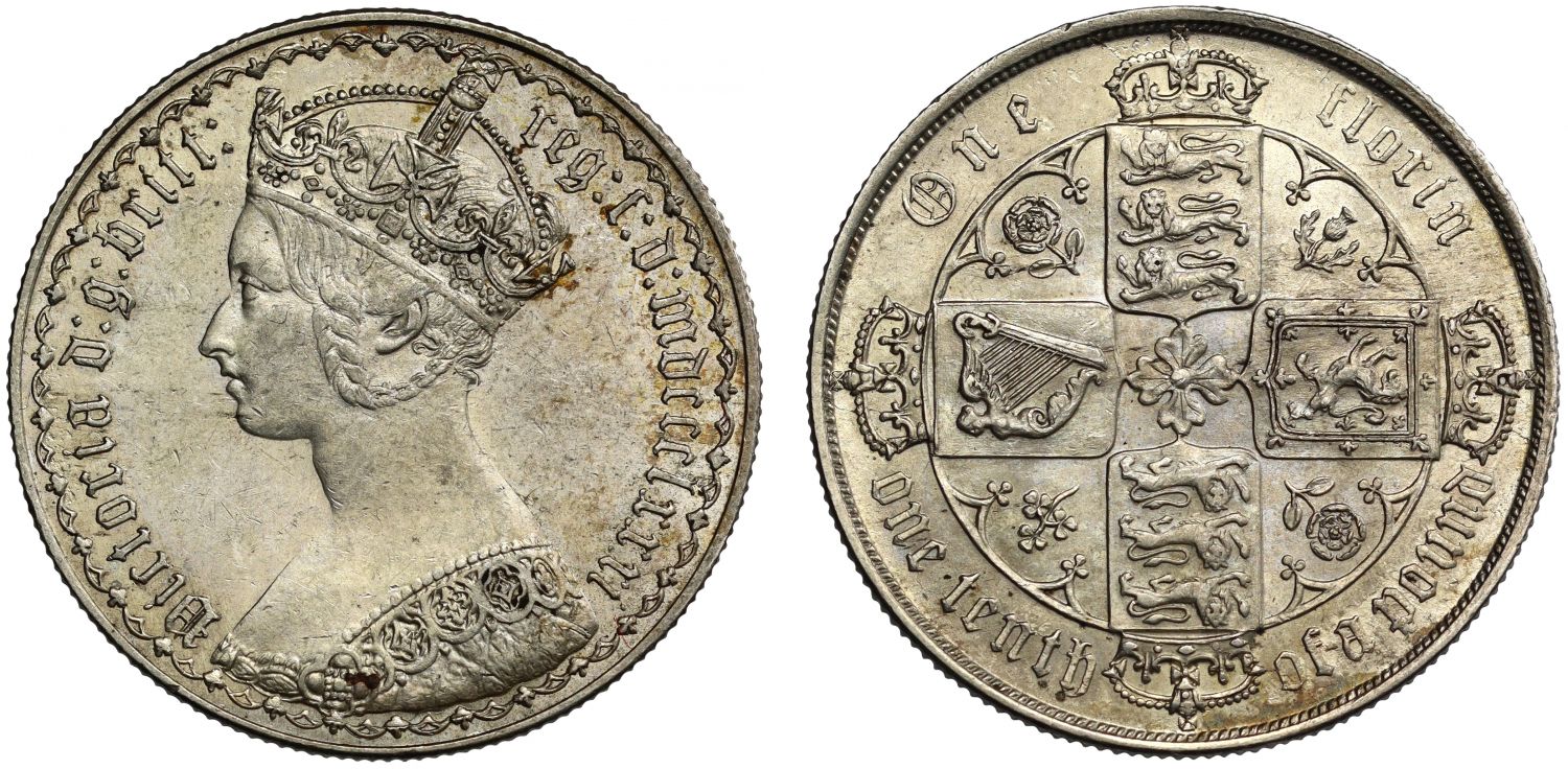 Victoria 1881 'Gothic type' Florin, type B8 MS61