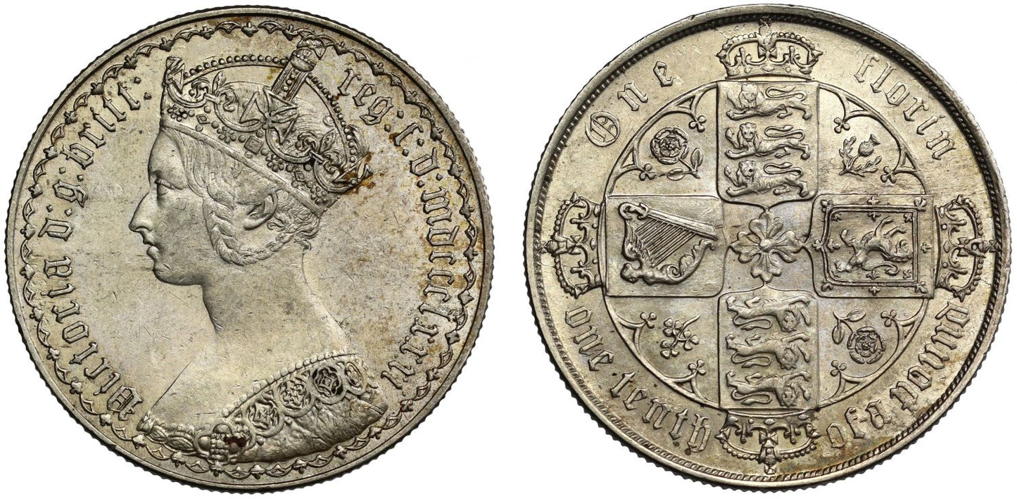 Victoria 1881 'Gothic type' Florin, type B8 MS61