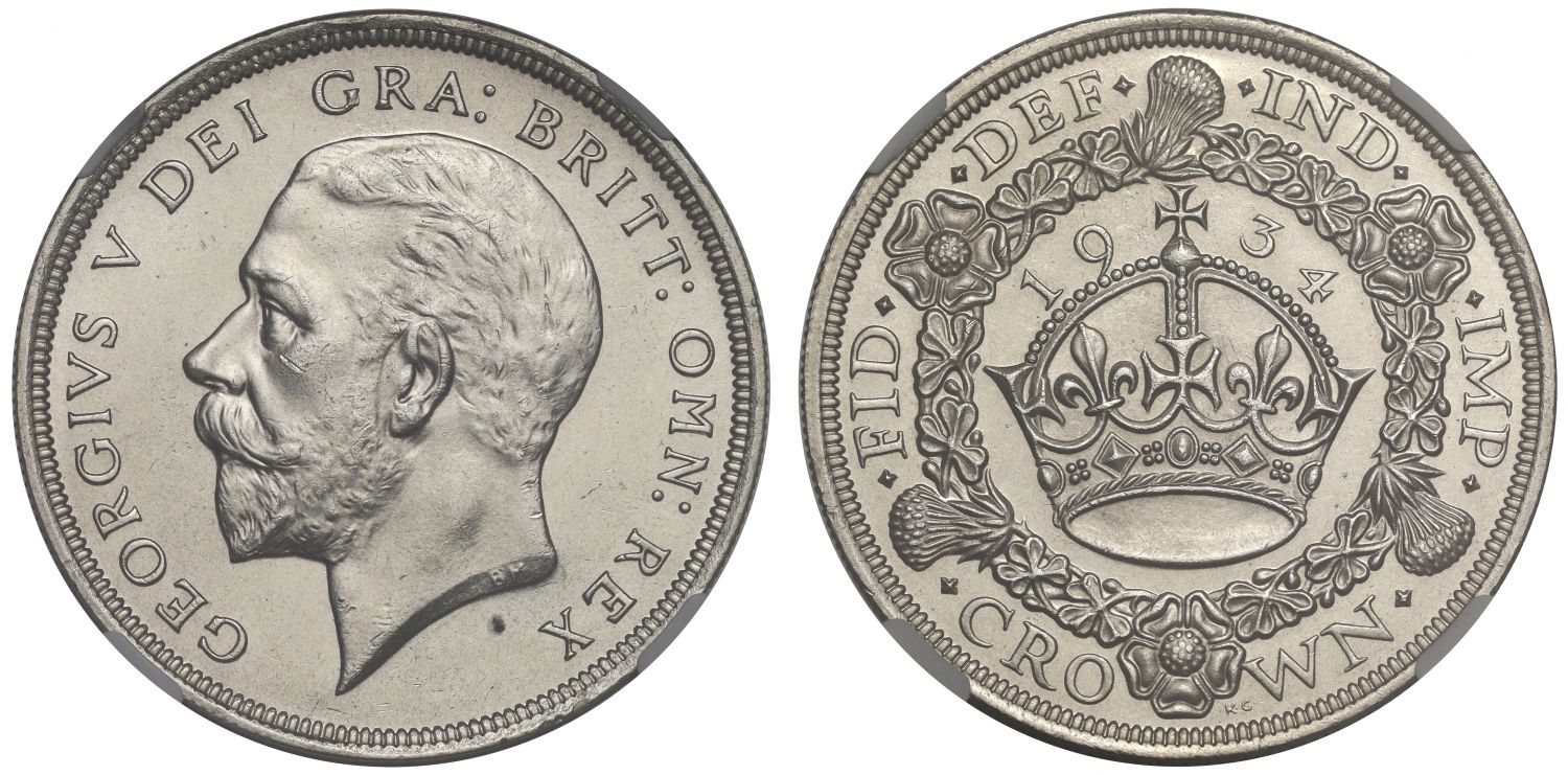 George V 1934 'Wreath' Crown MS64
