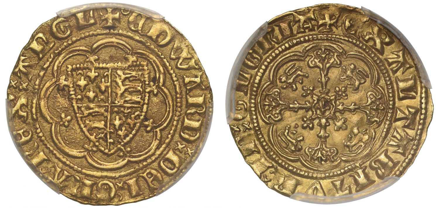 Edward III Quarter-Noble Treaty Period PCGS MS64