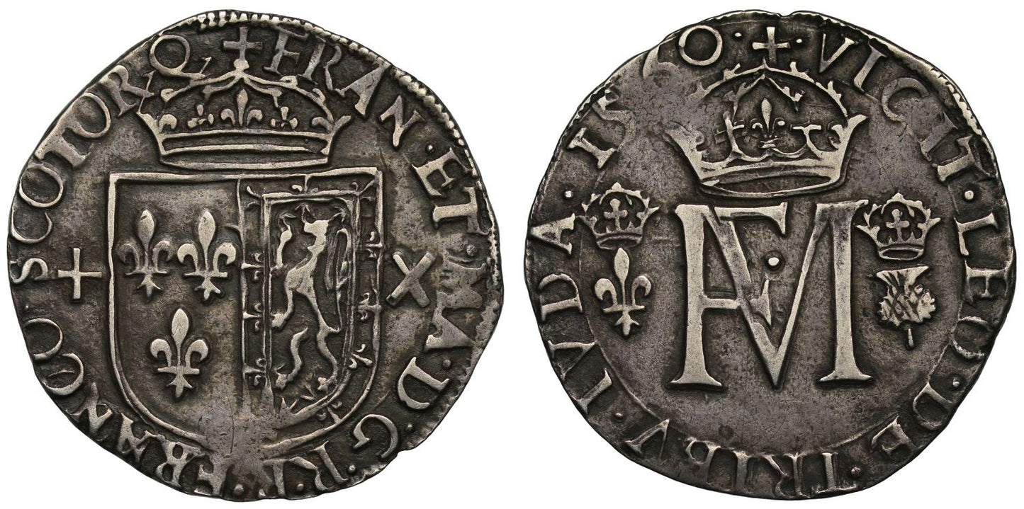 Scotland, Mary Queen of Scots & Francis II, 1560 silver Testoon, RANC / ANCO