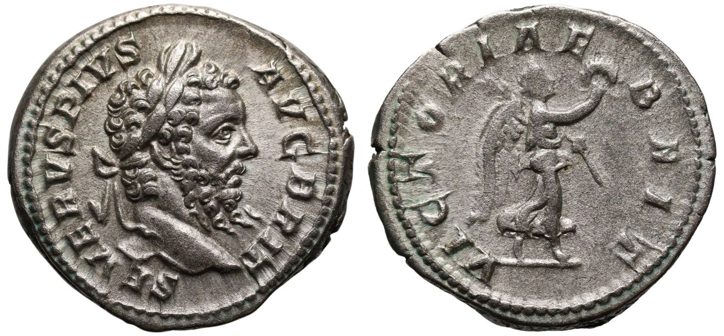 Septimius Severus, Silver Denarius, Victory in Britain.