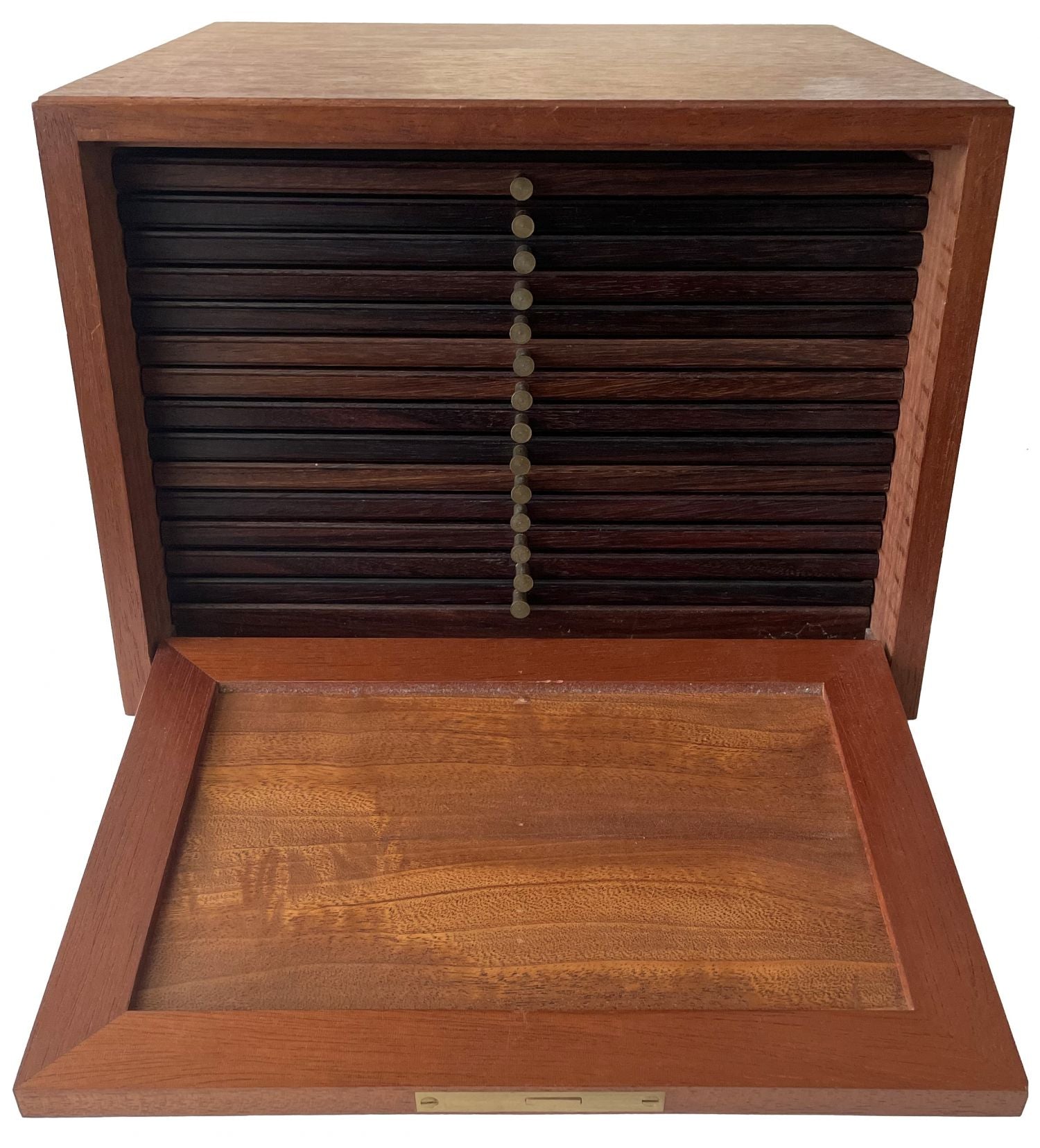 Coin Cabinet – small format by H S Swann, 14 trays with drop down front