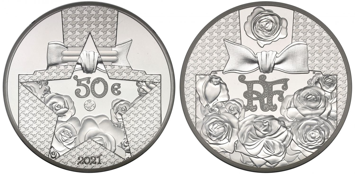 * France, Dior 2021 silver proof 5oz of €50 PF70 UCAM