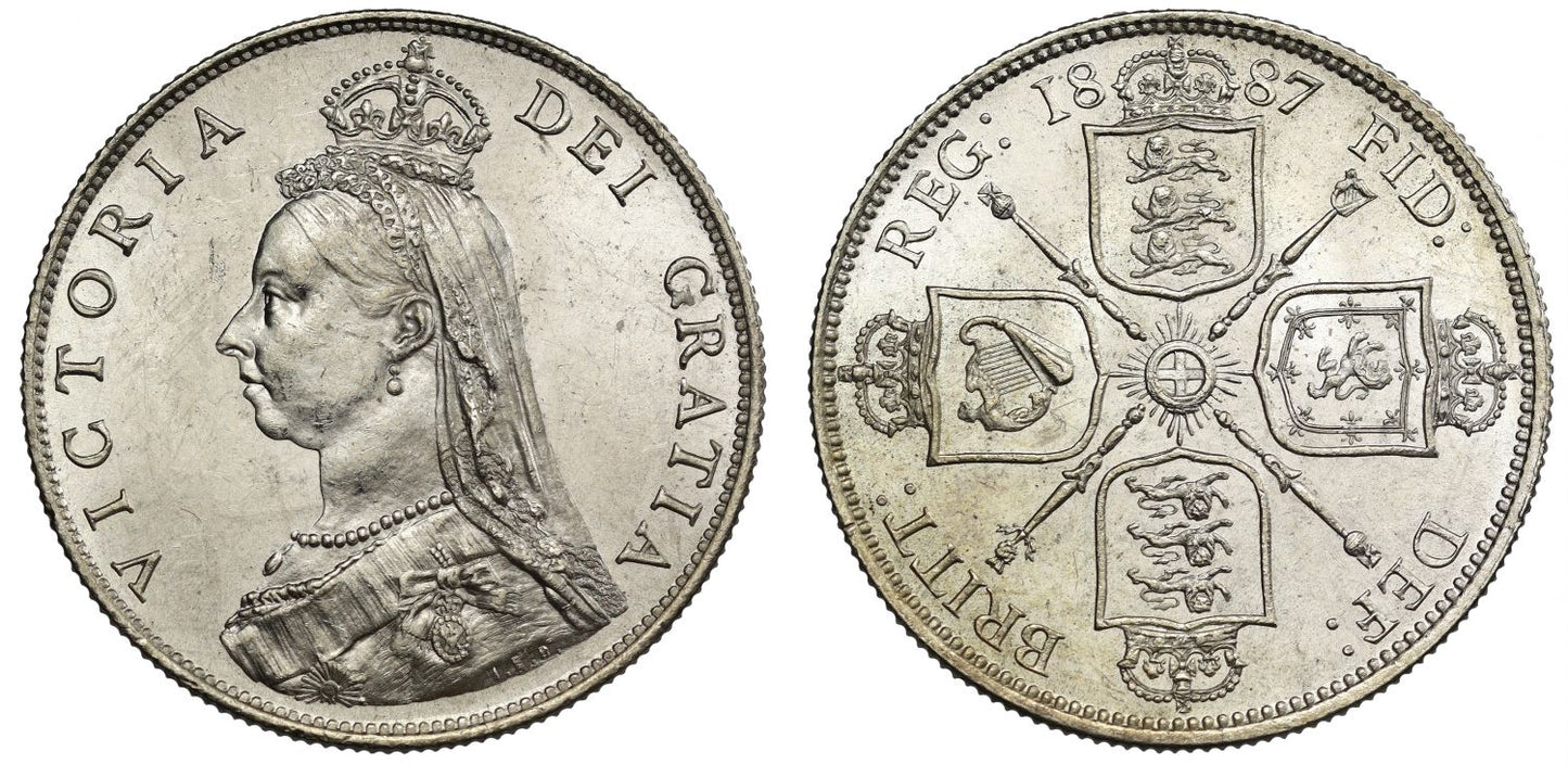 Victoria 1887 Florin, Golden Jubilee issue MS63, Davies 811 2/A