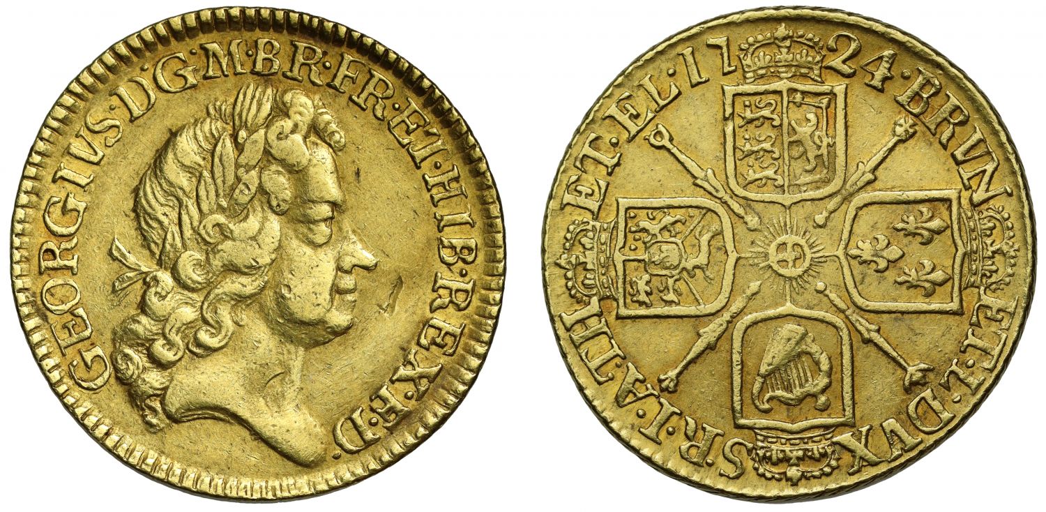 George I 1724 Guinea, fifth head