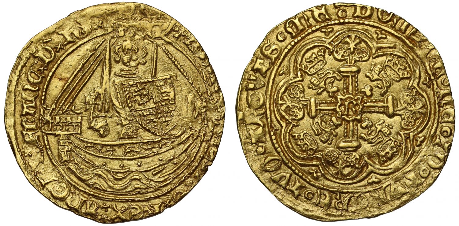 Richard II gold Half-Noble, type 3b with vertical lion on rudder, London, ex Lockett and King