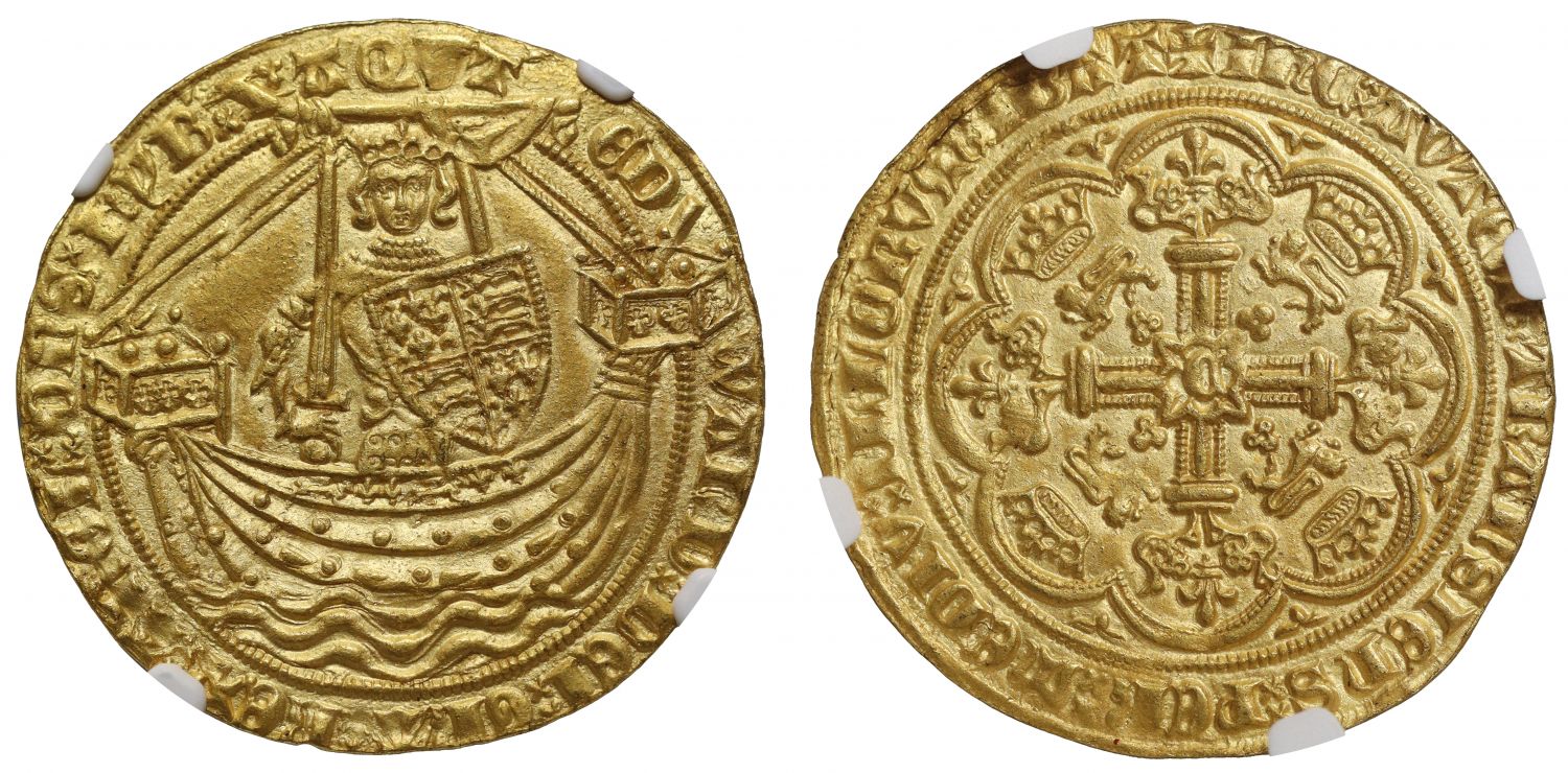 Edward III Noble Treaty Period Calais Mint without flag MS62