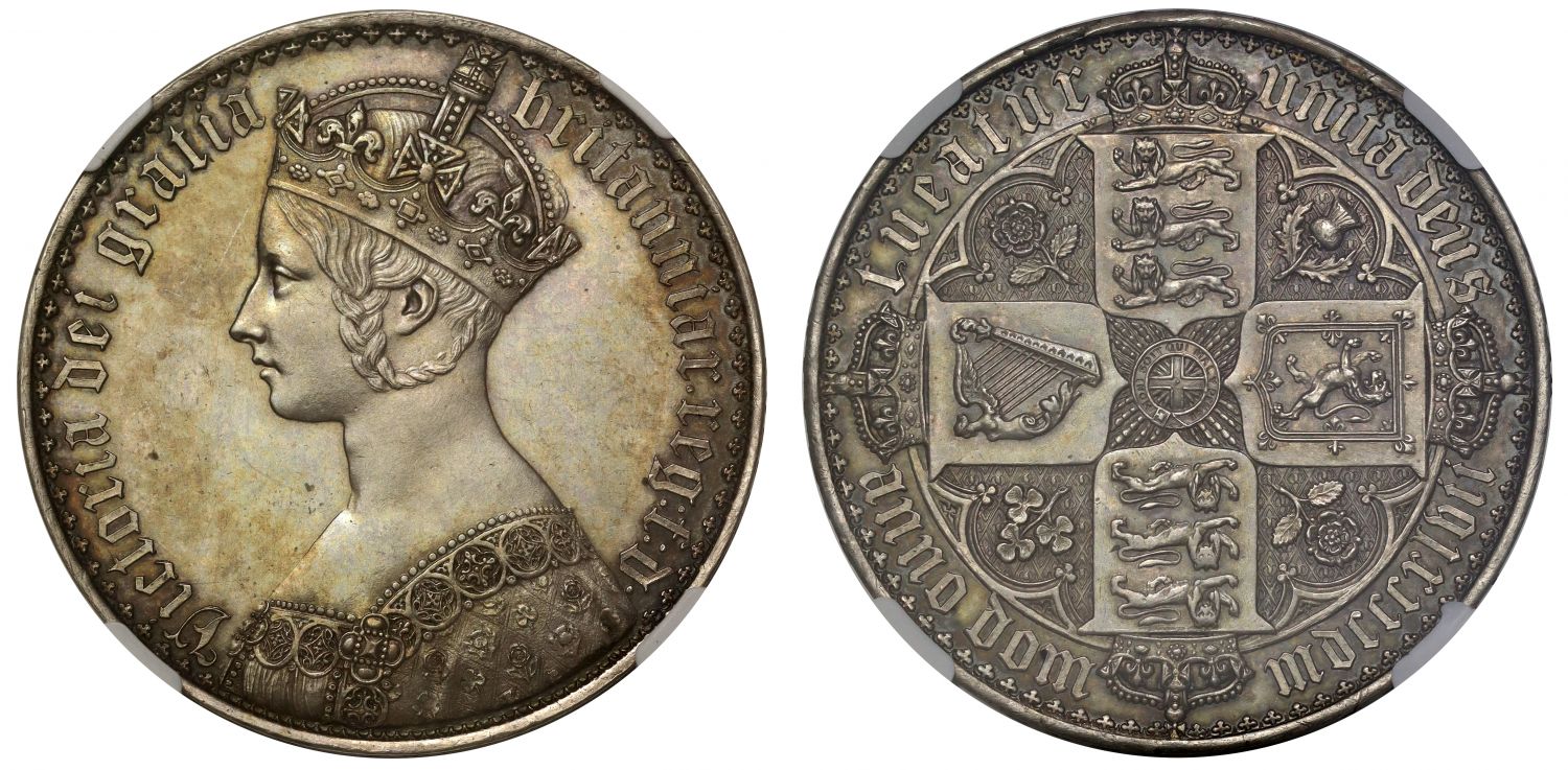 Victoria 1847 Gothic Crown, lettered edge, NGC PF61 the classic Wyon design