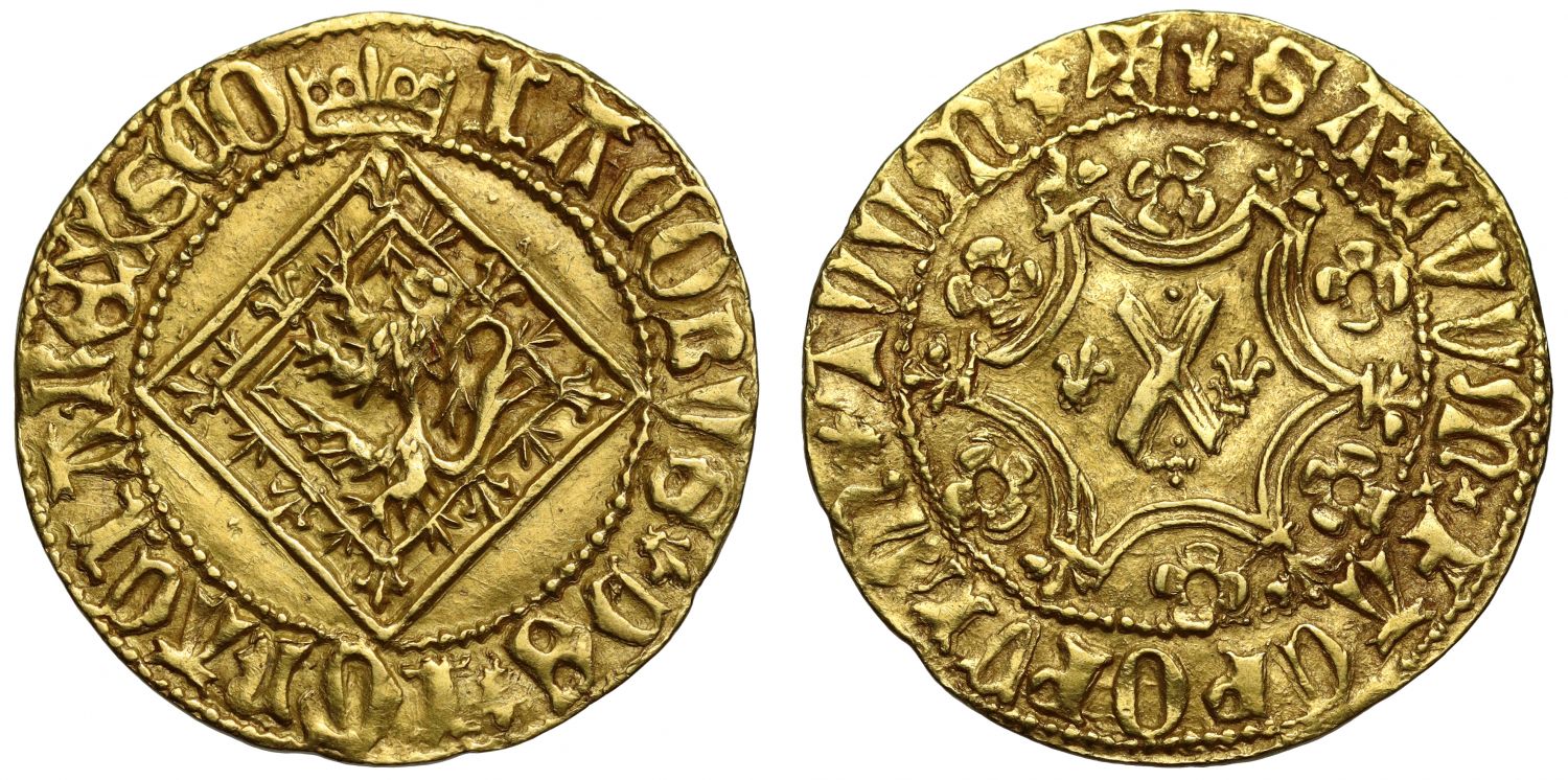 Scotland, James I Demy type II, large open quatrefoils, ex Oman