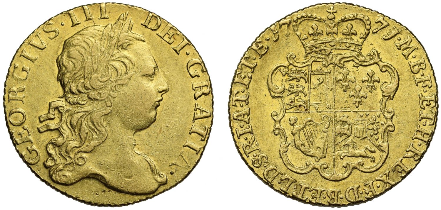 George III 1771 Guinea third head AU53